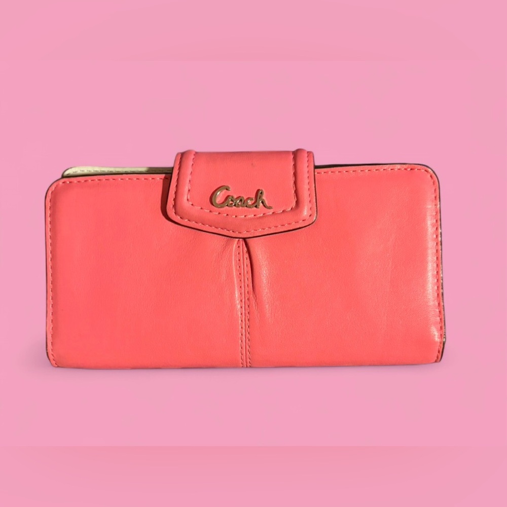 Coach Ashley Leather Slim Pink Wallet